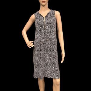 MICHAEL KORS Black & White Floral Sleeveless Shift Dress Sz M